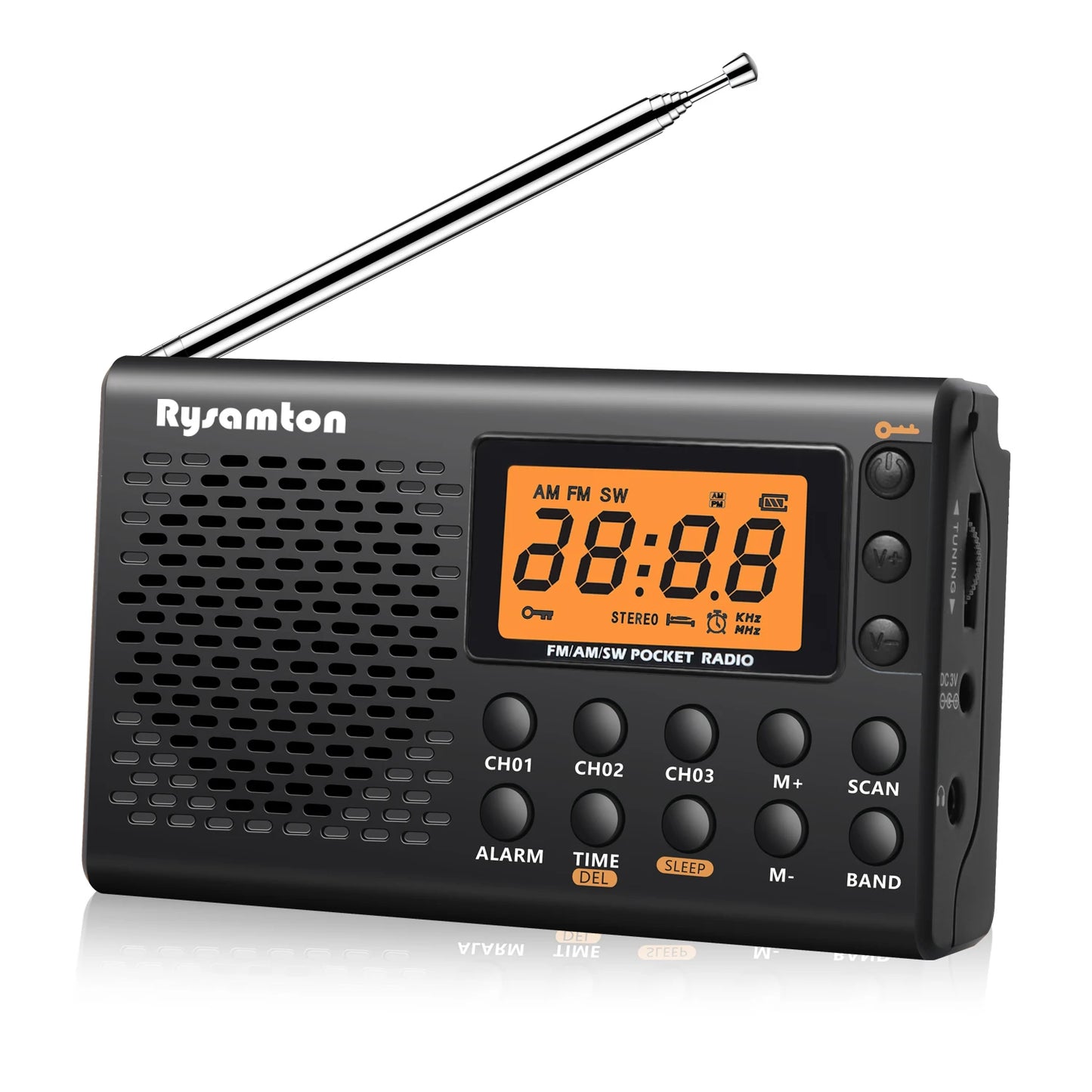 Radio Portátil AM/FM/SW con Reloj, Alarma y Pantalla Digital